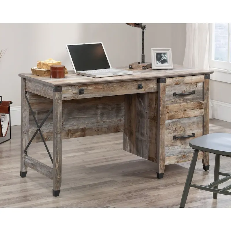 Bureau 3 tiroirs pour la maison avec rangement pour dossiers et quincaillerie en fer forgé