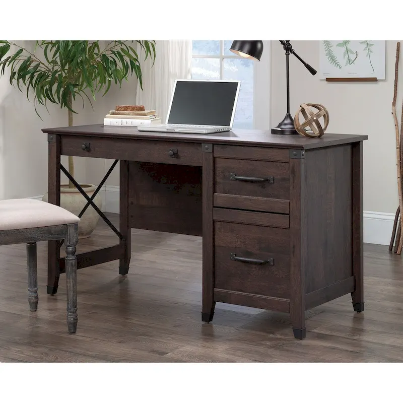 Bureau 3 tiroirs pour la maison avec rangement pour dossiers et quincaillerie en fer forgé