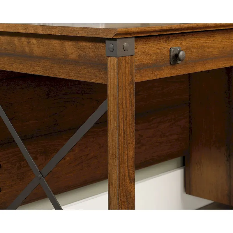 Bureau 3 tiroirs pour la maison avec rangement pour dossiers et quincaillerie en fer forgé