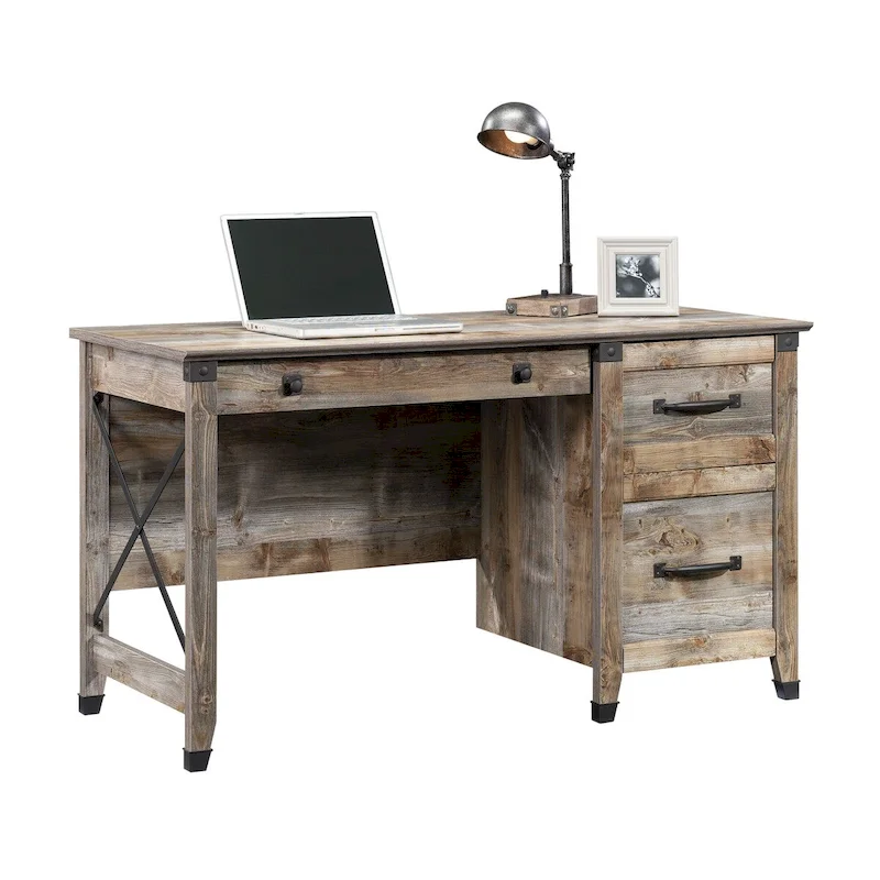Bureau 3 tiroirs pour la maison avec rangement pour dossiers et quincaillerie en fer forgé