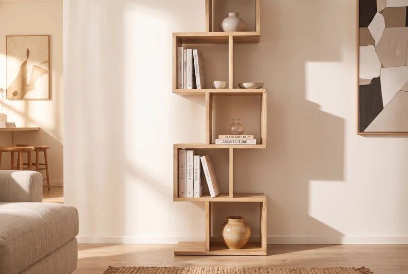 Etagère solide MAKASSAR 150cm finition crème naturelle bois de manguier grain unique