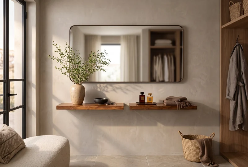 Etagère murale solide PURE 80cm finition pierre marron étagère enfichable en bois de Sesham