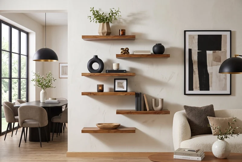 Etagère murale solide PURE 80cm finition pierre marron étagère enfichable en bois de Sesham