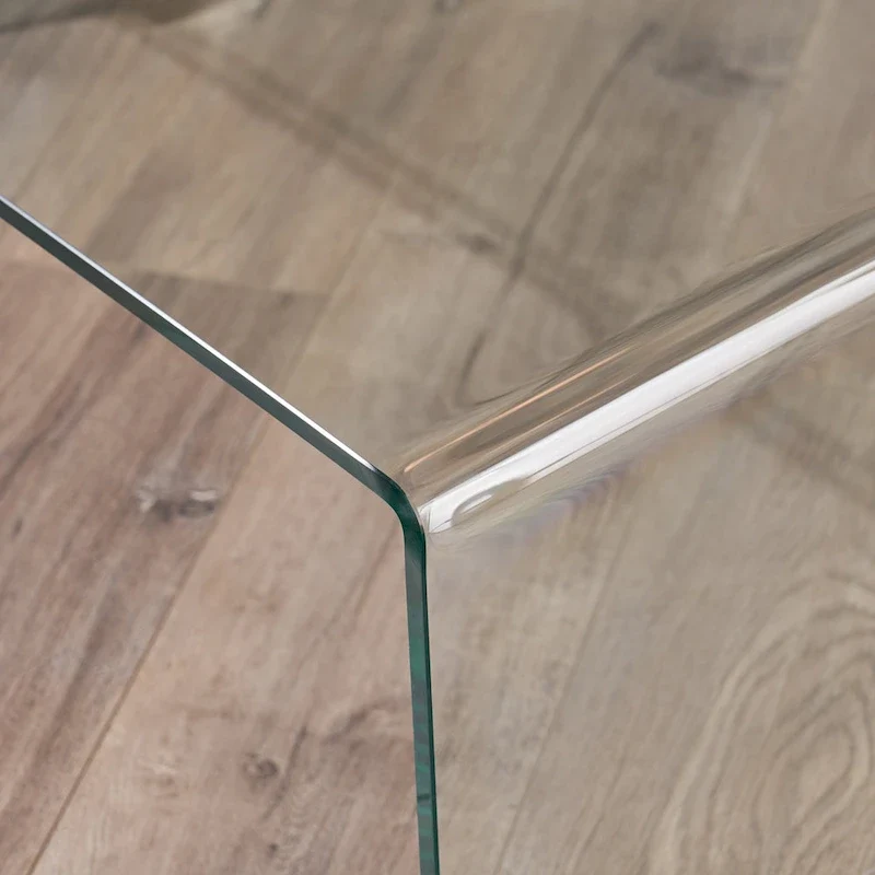 Table basse rectangulaire en verre trempé massif – Aucun assemblage requis