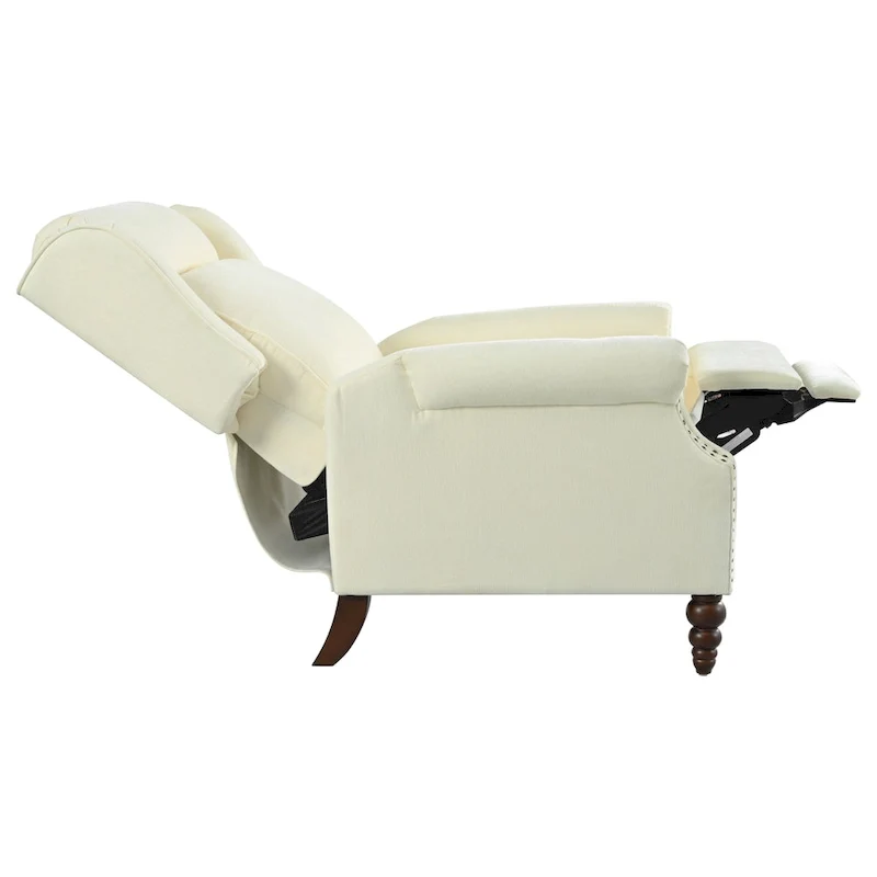 Fauteuil inclinable Wingback avec clous décoratifs et pieds en bois