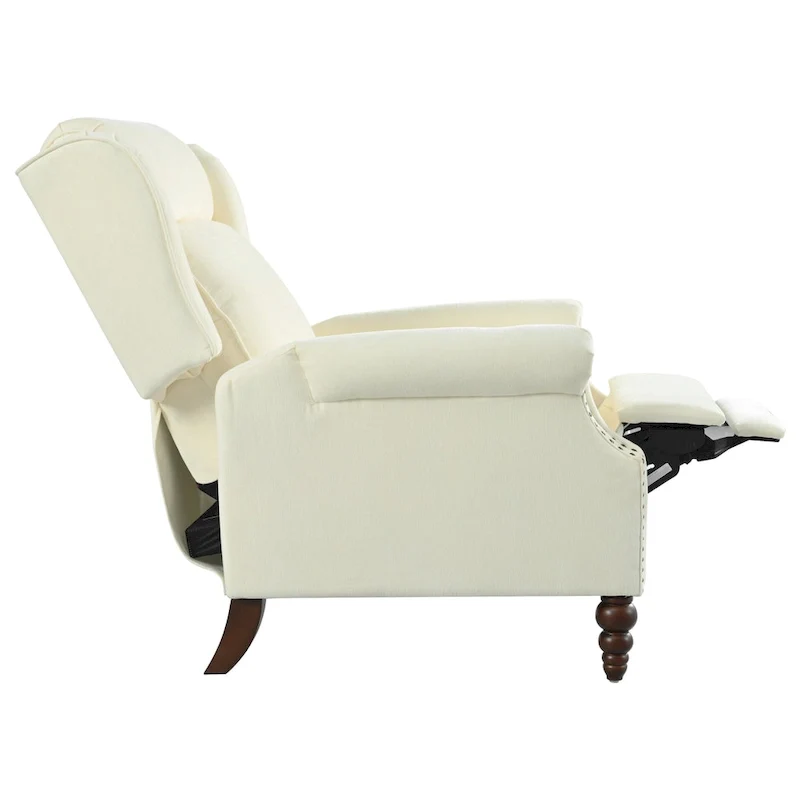 Fauteuil inclinable Wingback avec clous décoratifs et pieds en bois