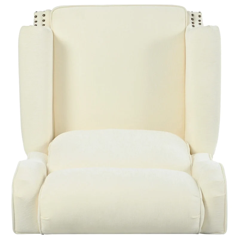Fauteuil inclinable Wingback avec clous décoratifs et pieds en bois