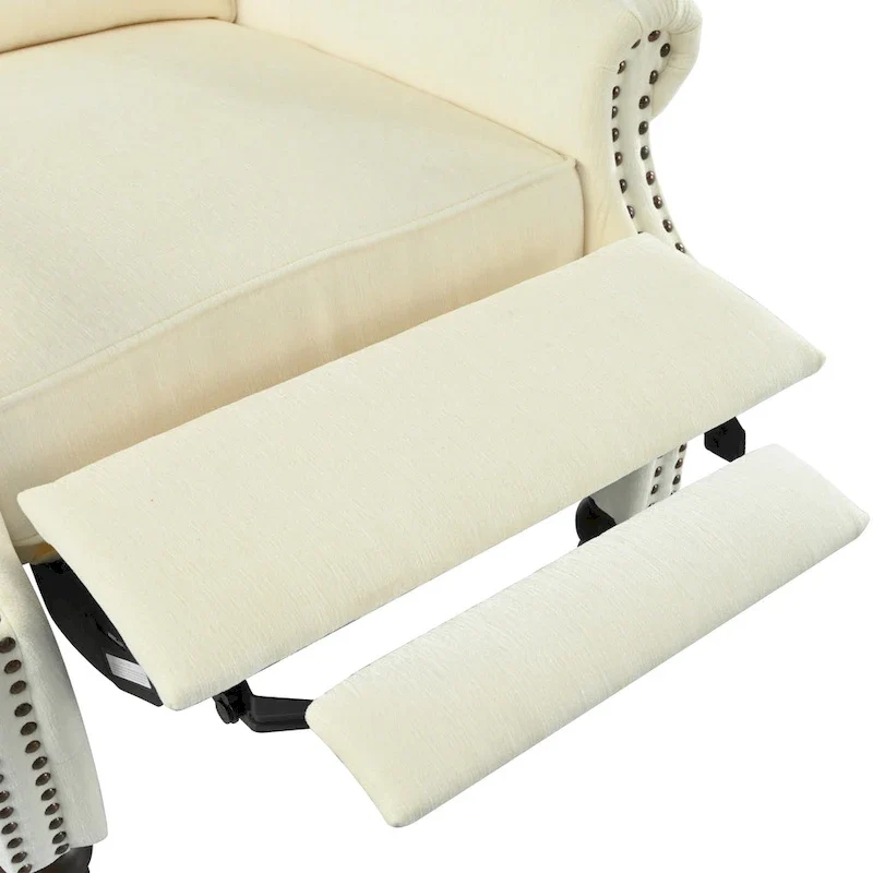 Fauteuil inclinable Wingback avec clous décoratifs et pieds en bois