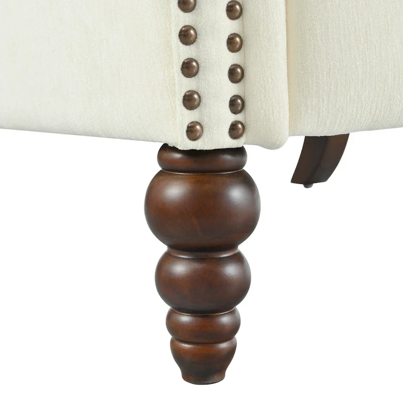 Fauteuil inclinable Wingback avec clous décoratifs et pieds en bois