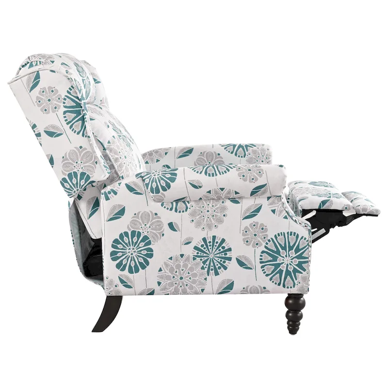 Fauteuil inclinable Wingback avec clous décoratifs et pieds en bois