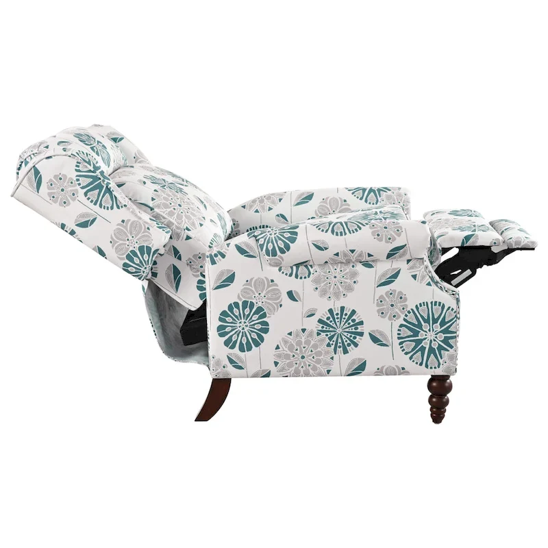 Fauteuil inclinable Wingback avec clous décoratifs et pieds en bois