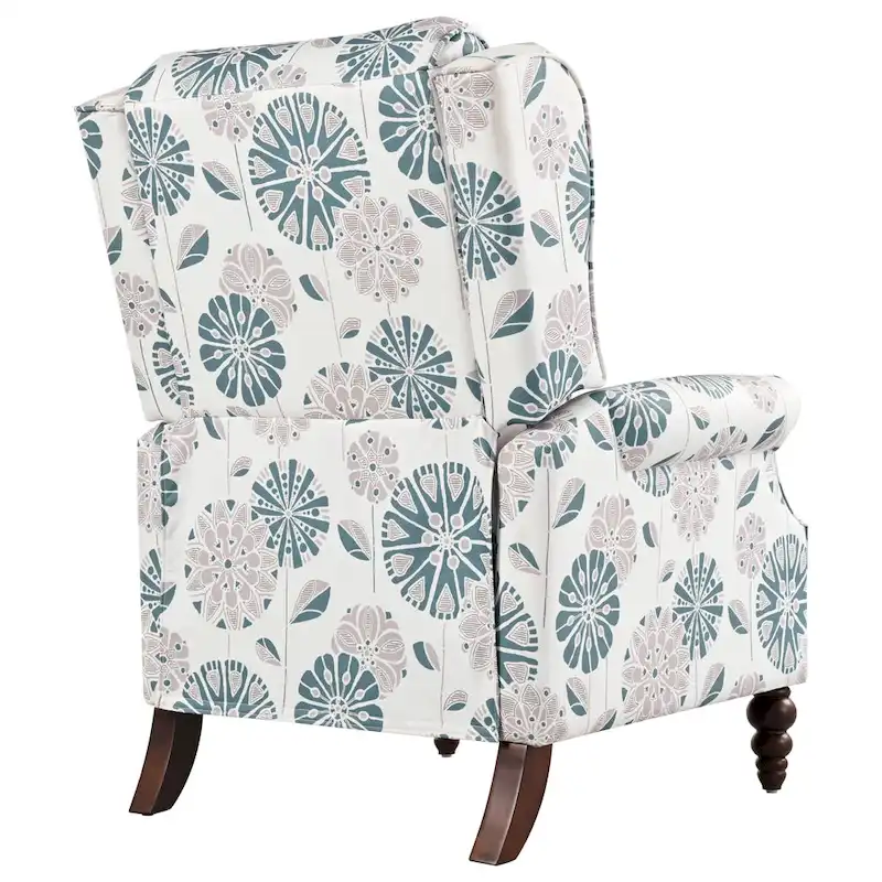 Fauteuil inclinable Wingback avec clous décoratifs et pieds en bois