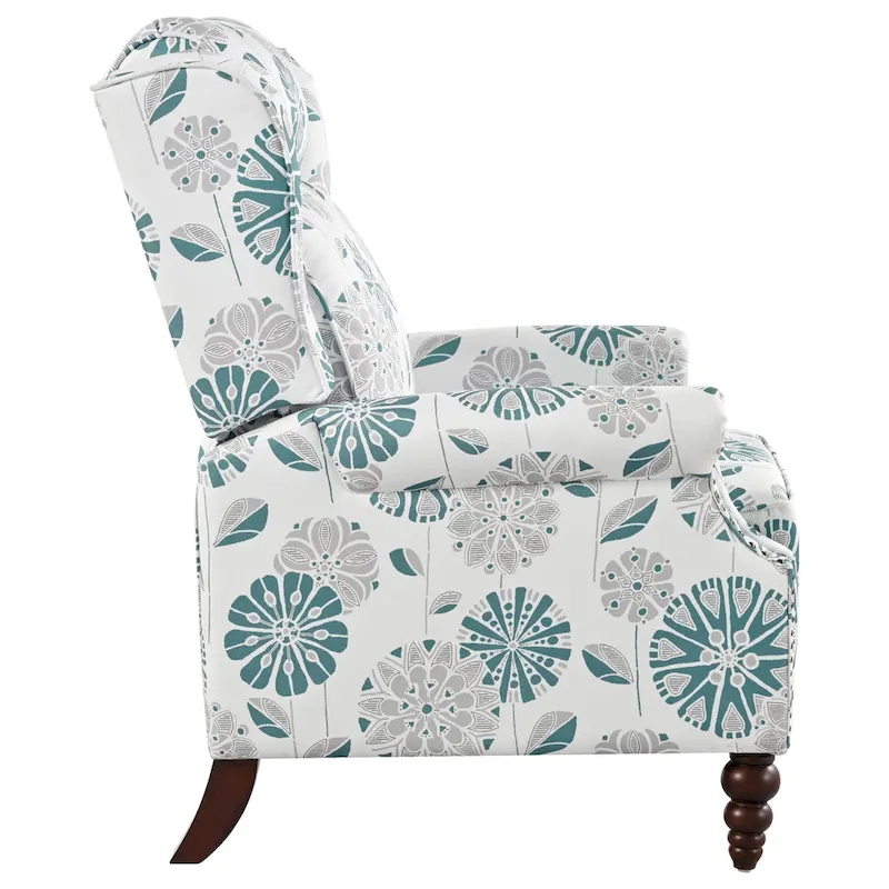 Fauteuil inclinable Wingback avec clous décoratifs et pieds en bois
