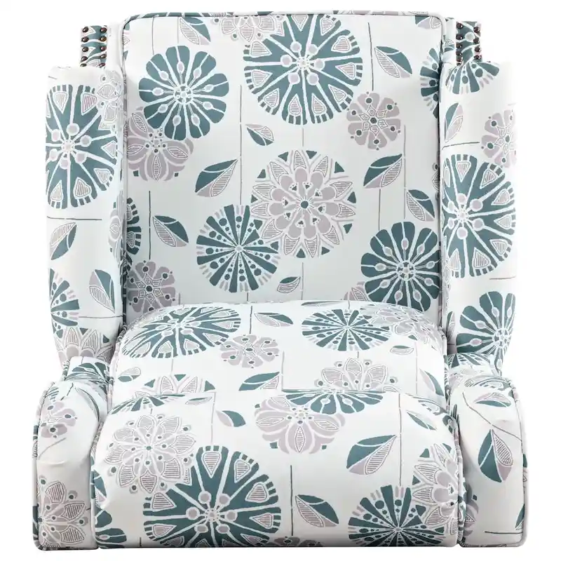 Fauteuil inclinable Wingback avec clous décoratifs et pieds en bois
