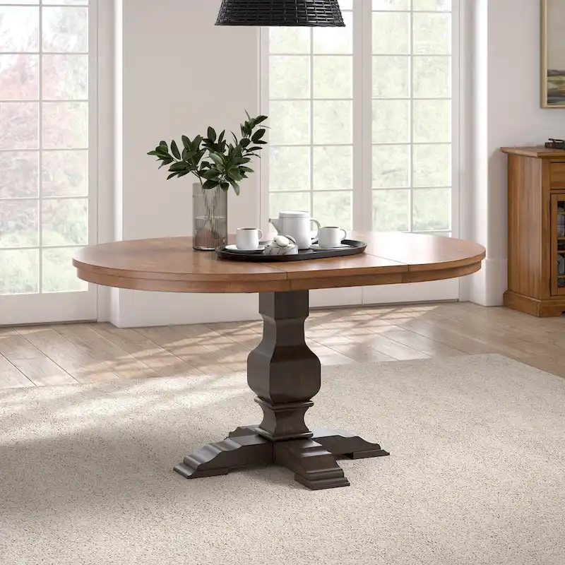 Table à manger ovale extensible – Pied central