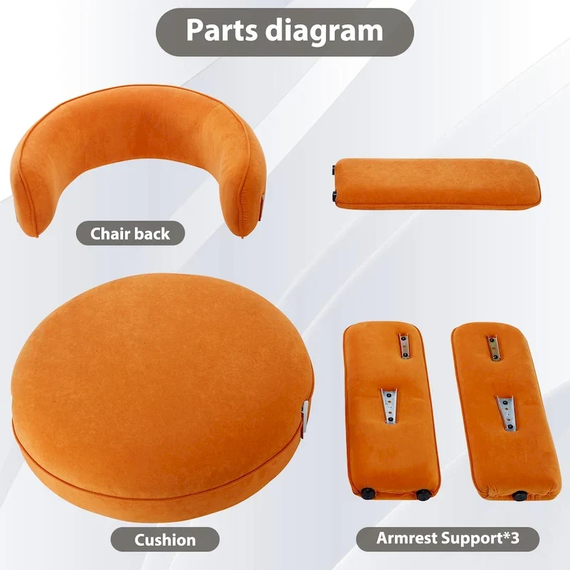 Fauteuil d'appoint en velours à dossier rond avec cadre en bois massif et pieds en bois d'hévéa