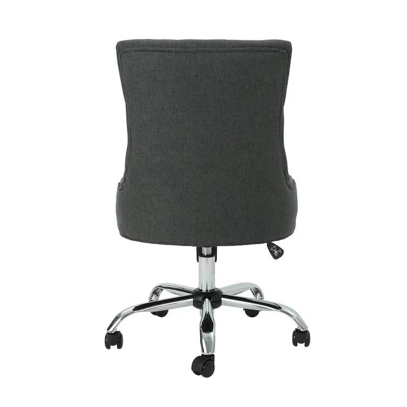 Fauteuil de bureau pivotant capitonné avec vérin à gaz et piètement chromé à roulettes