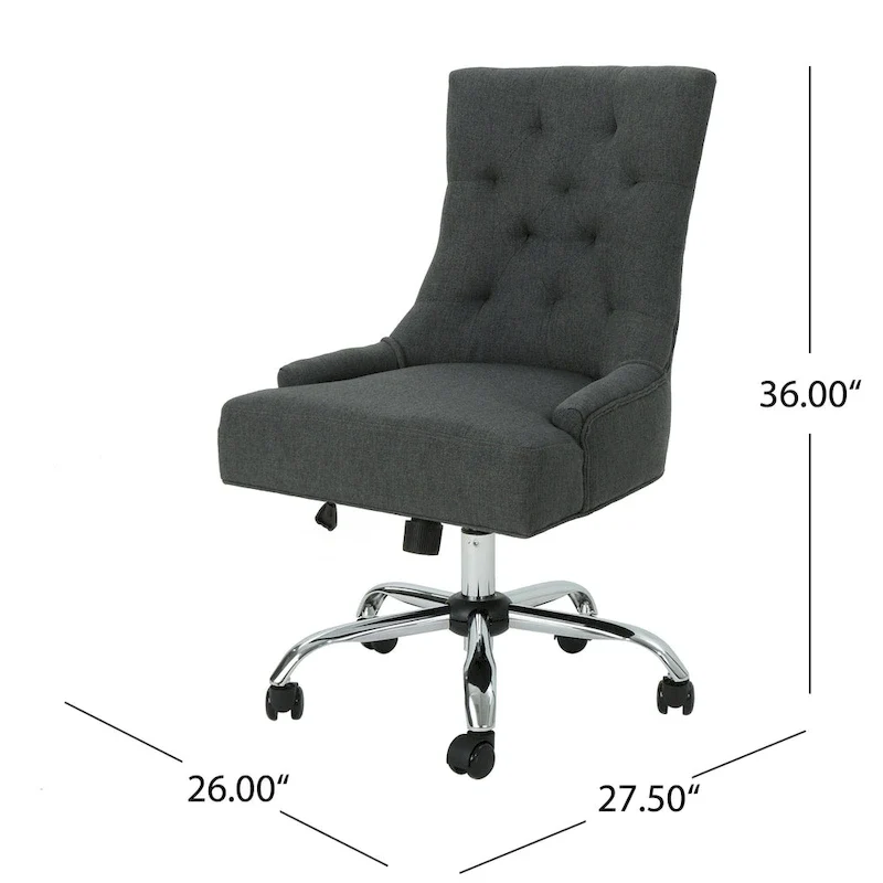 Fauteuil de bureau pivotant capitonné avec vérin à gaz et piètement chromé à roulettes