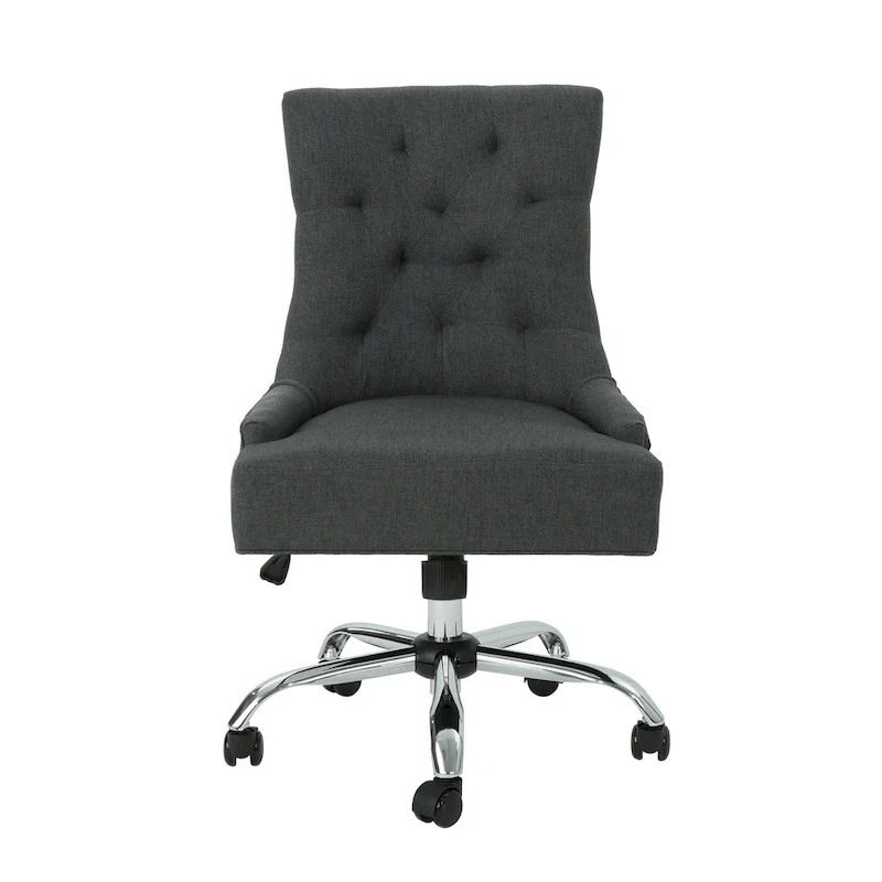 Fauteuil de bureau pivotant capitonné avec vérin à gaz et piètement chromé à roulettes
