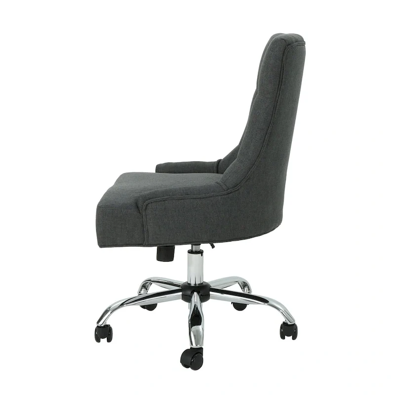 Fauteuil de bureau pivotant capitonné avec vérin à gaz et piètement chromé à roulettes