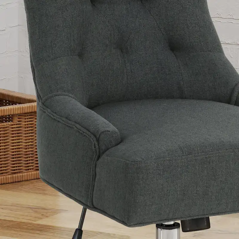 Fauteuil de bureau pivotant capitonné avec vérin à gaz et piètement chromé à roulettes