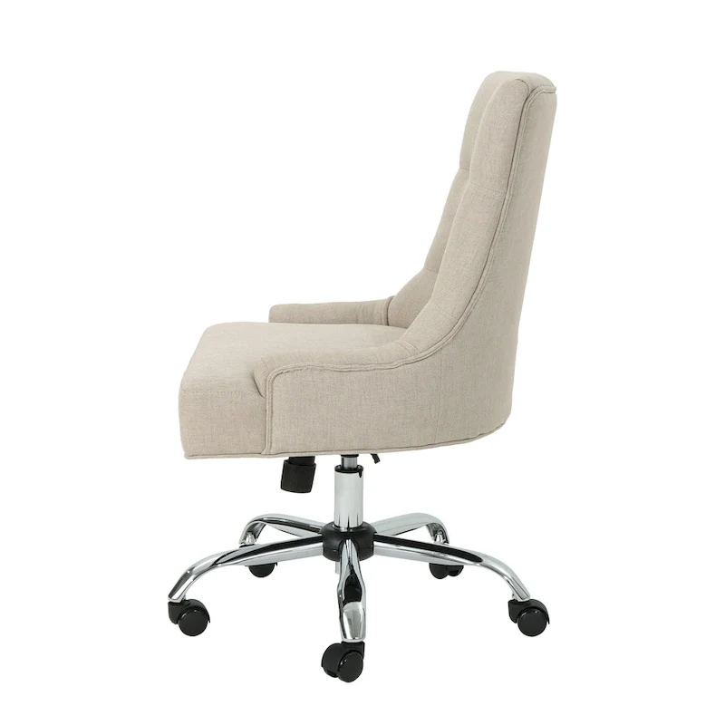 Fauteuil de bureau pivotant capitonné avec vérin à gaz et piètement chromé à roulettes