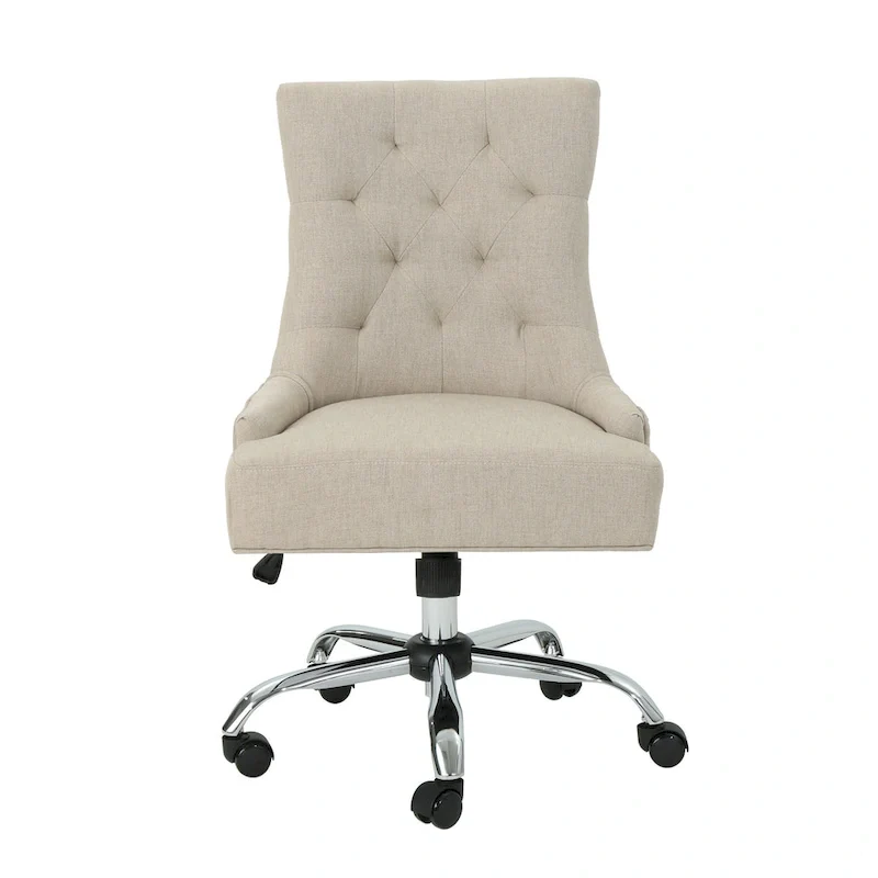 Fauteuil de bureau pivotant capitonné avec vérin à gaz et piètement chromé à roulettes