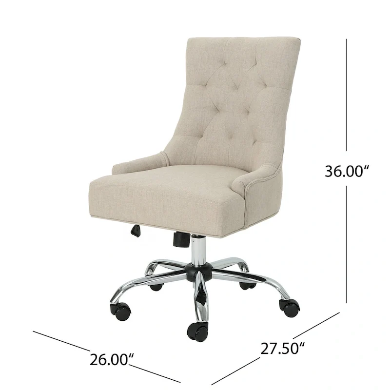 Fauteuil de bureau pivotant capitonné avec vérin à gaz et piètement chromé à roulettes