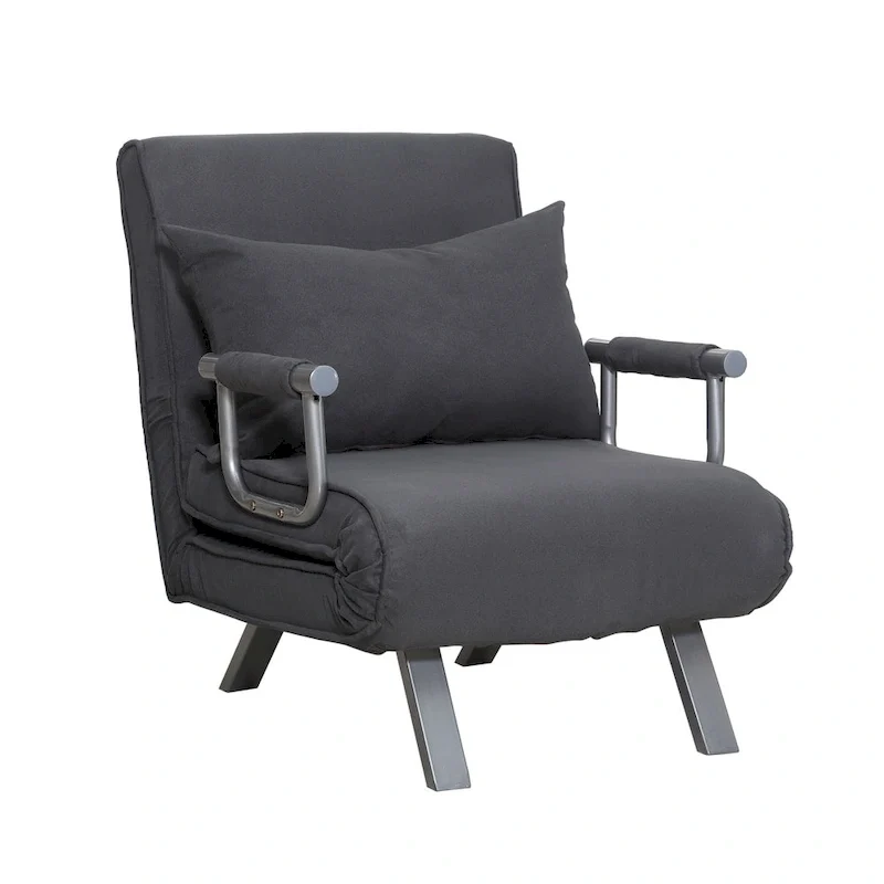 Causeuse futon 5 positions avec housse amovible en faux suède et 2 oreillers