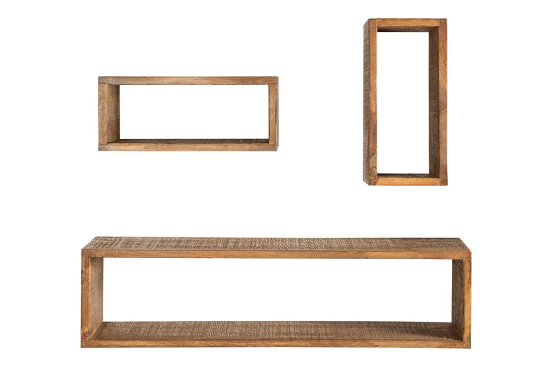 Etagère murale solide set de 3 HEMINGWAY 94cm marron en bois de manguier