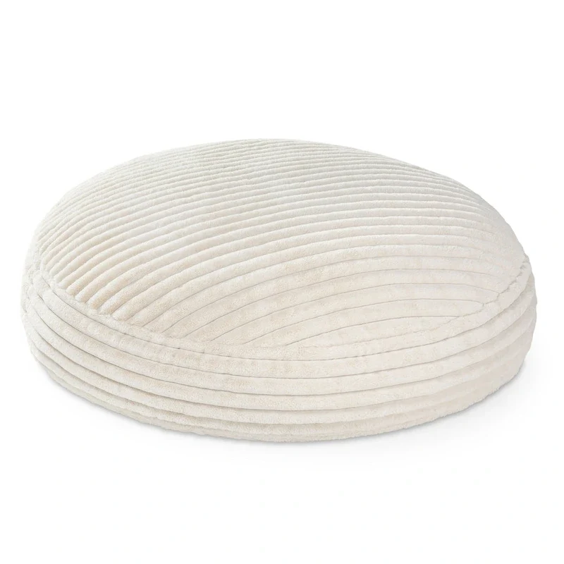 Pouf rond et lit à plat en fausse fourrure de 1,8 m de diamètre
