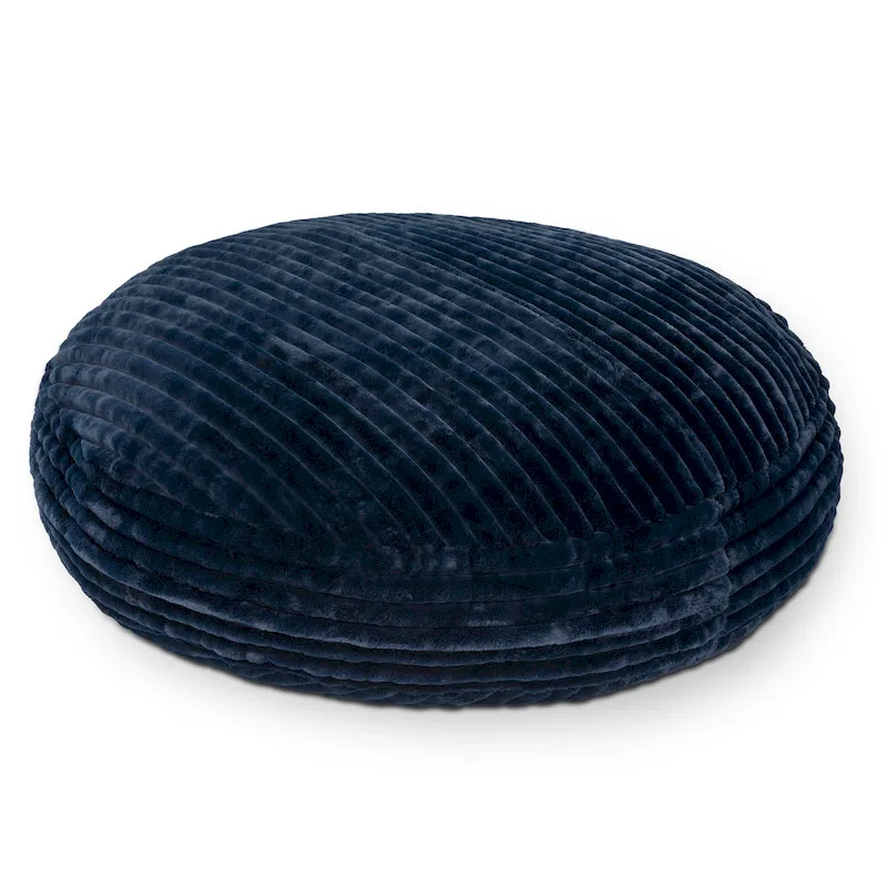 Pouf rond et lit à plat en fausse fourrure de 1,8 m de diamètre
