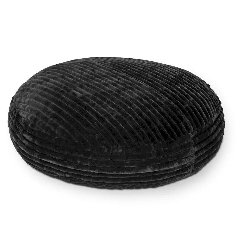 Pouf rond et lit à plat en fausse fourrure de 1,8 m de diamètre