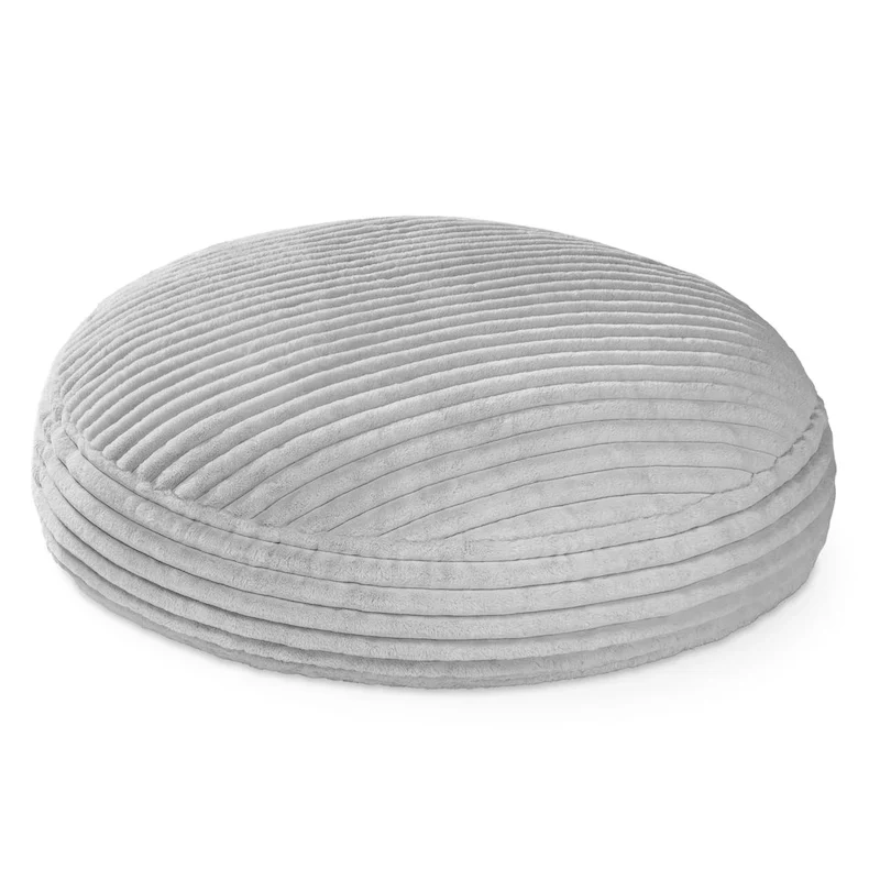 Pouf rond et lit à plat en fausse fourrure de 1,8 m de diamètre