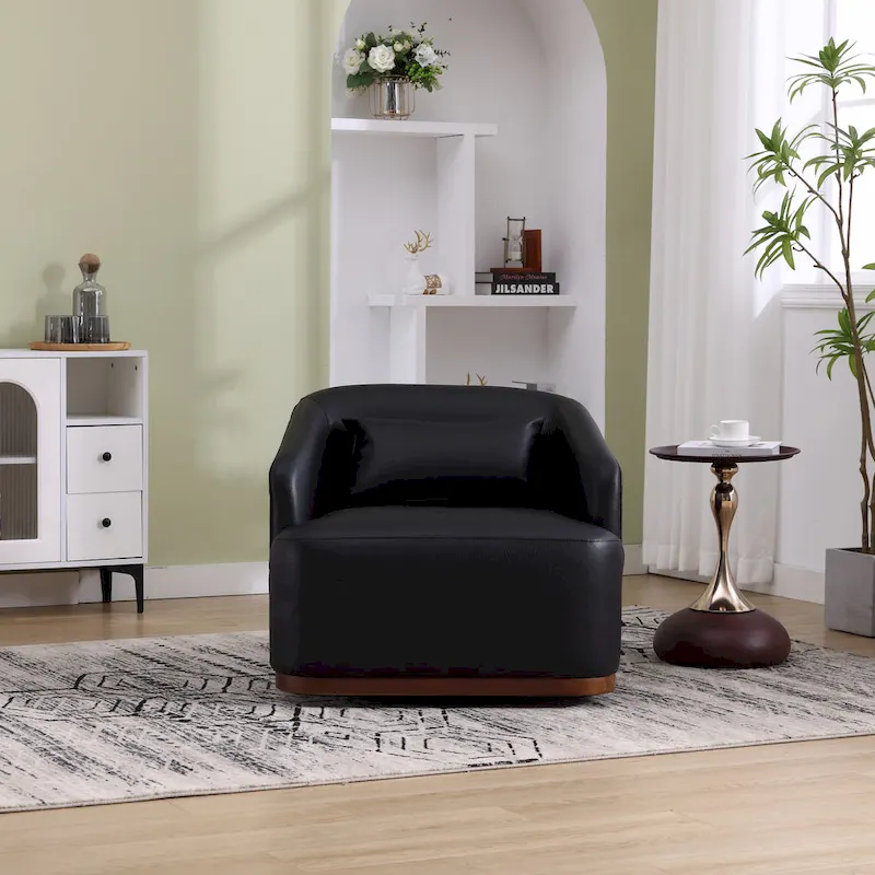 Fauteuil d'appoint pivotant en tissu chenille avec base métallique à 360 degrés et coussin de dossier amovible