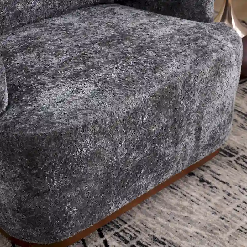Fauteuil d'appoint pivotant en tissu chenille avec base métallique à 360 degrés et coussin de dossier amovible