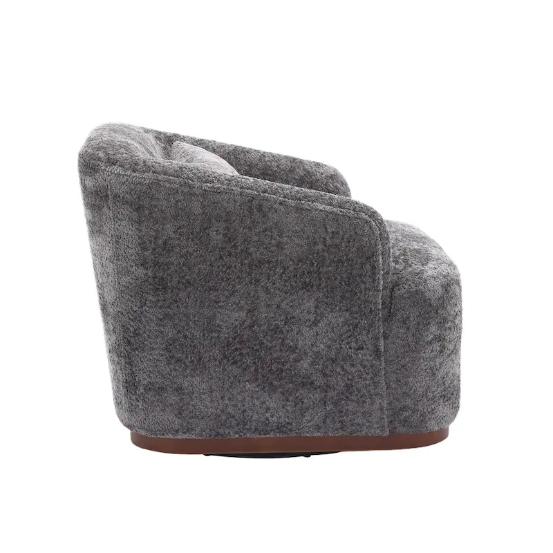 Fauteuil d'appoint pivotant en tissu chenille avec base métallique à 360 degrés et coussin de dossier amovible