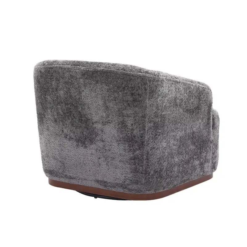 Fauteuil d'appoint pivotant en tissu chenille avec base métallique à 360 degrés et coussin de dossier amovible