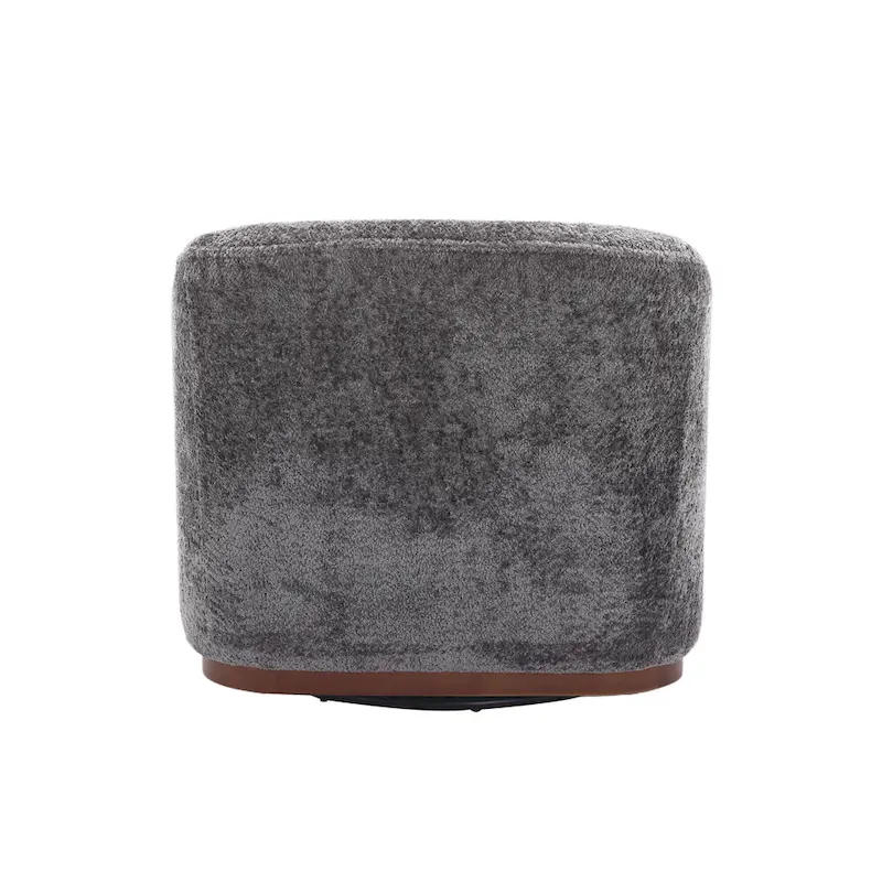Fauteuil d'appoint pivotant en tissu chenille avec base métallique à 360 degrés et coussin de dossier amovible