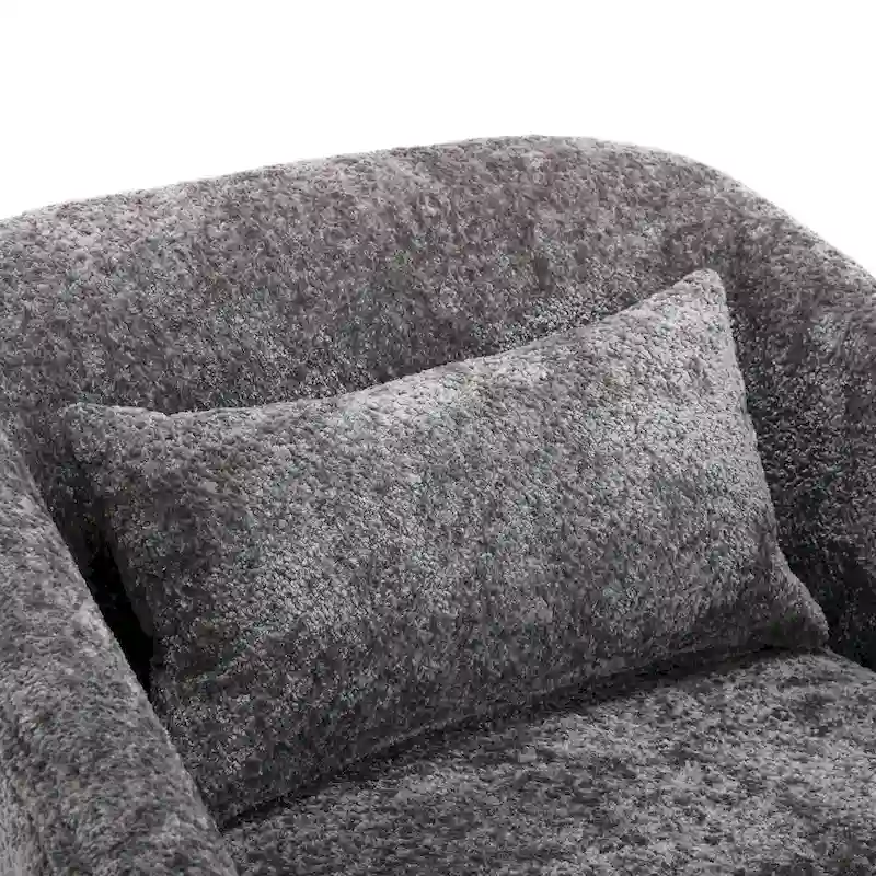 Fauteuil d'appoint pivotant en tissu chenille avec base métallique à 360 degrés et coussin de dossier amovible