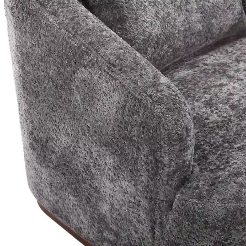 Fauteuil d'appoint pivotant en tissu chenille avec base métallique à 360 degrés et coussin de dossier amovible