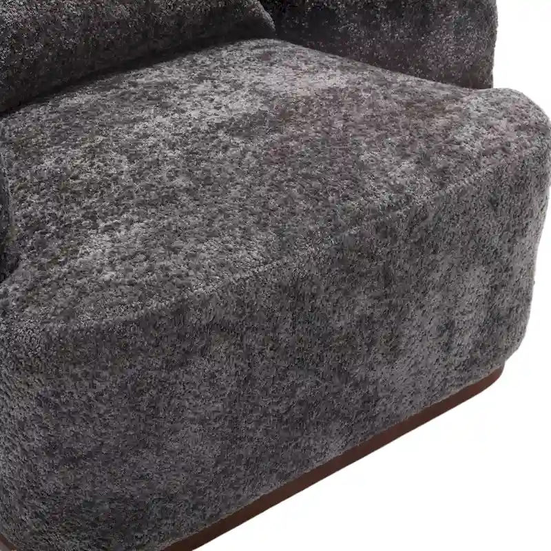 Fauteuil d'appoint pivotant en tissu chenille avec base métallique à 360 degrés et coussin de dossier amovible
