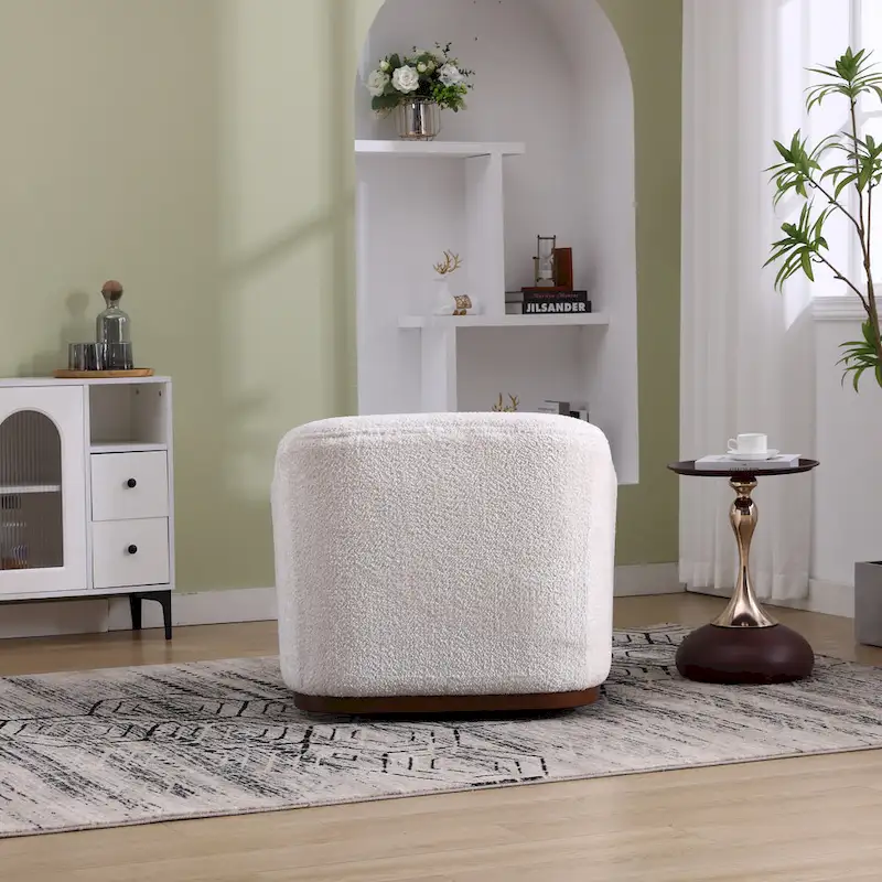 Fauteuil d'appoint pivotant en tissu chenille avec base métallique à 360 degrés et coussin de dossier amovible