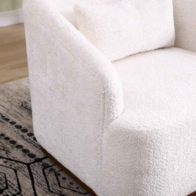 Fauteuil d'appoint pivotant en tissu chenille avec base métallique à 360 degrés et coussin de dossier amovible