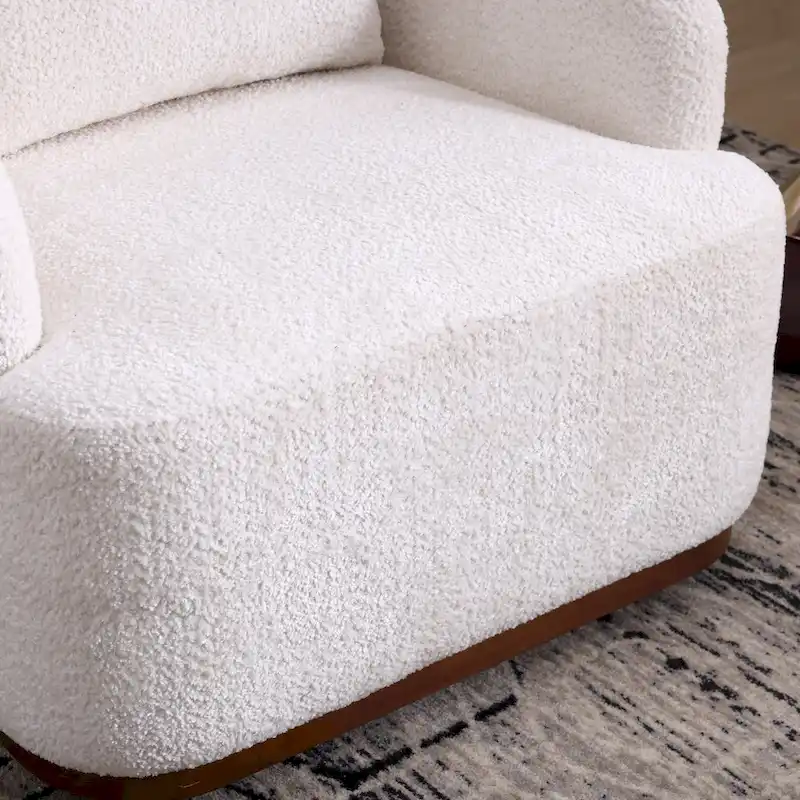 Fauteuil d'appoint pivotant en tissu chenille avec base métallique à 360 degrés et coussin de dossier amovible