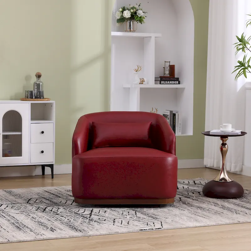 Fauteuil d'appoint pivotant en tissu chenille avec base métallique à 360 degrés et coussin de dossier amovible