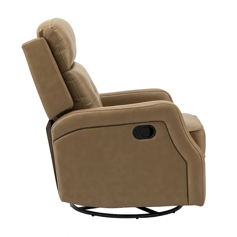 Fauteuil inclinable pivotant à 360 degrés avec dossier capitonné, garniture cloutée et base métallique