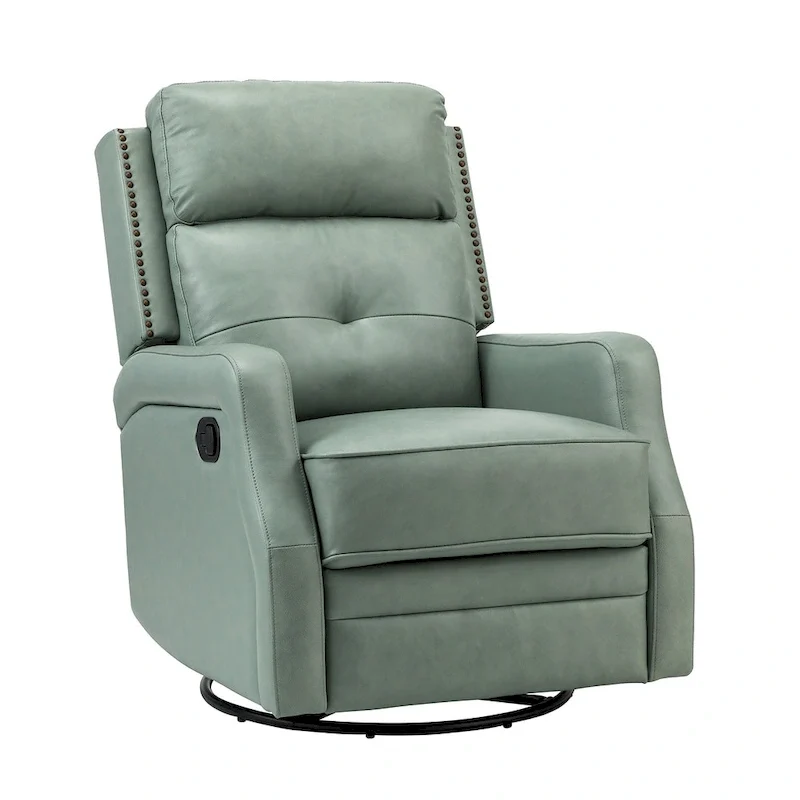 Fauteuil inclinable pivotant à 360 degrés avec dossier capitonné, garniture cloutée et base métallique