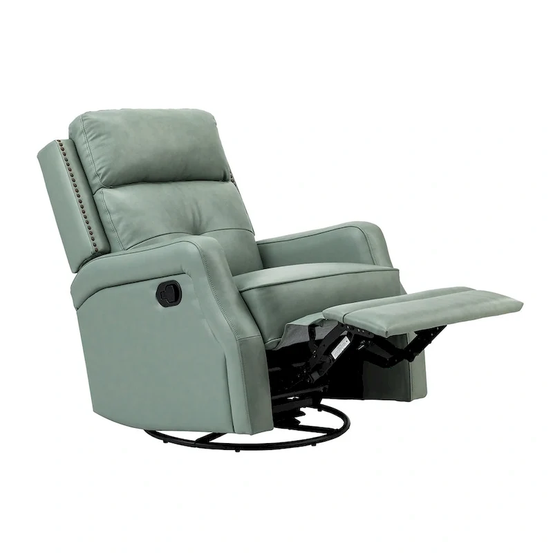 Fauteuil inclinable pivotant à 360 degrés avec dossier capitonné, garniture cloutée et base métallique