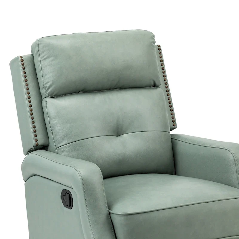 Fauteuil inclinable pivotant à 360 degrés avec dossier capitonné, garniture cloutée et base métallique